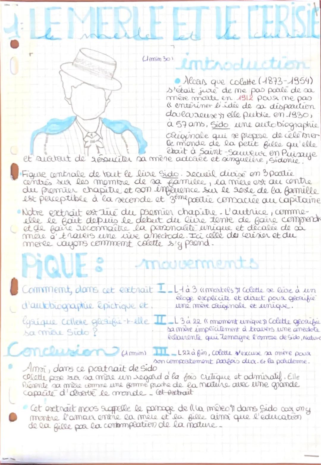 9. LE MERLE ET LE CERISE
Umim 301
introduction
Alors que colette (1873-1954)
s'était jure de me pas poalé de sa
mêre morte en 1912 pouse me
