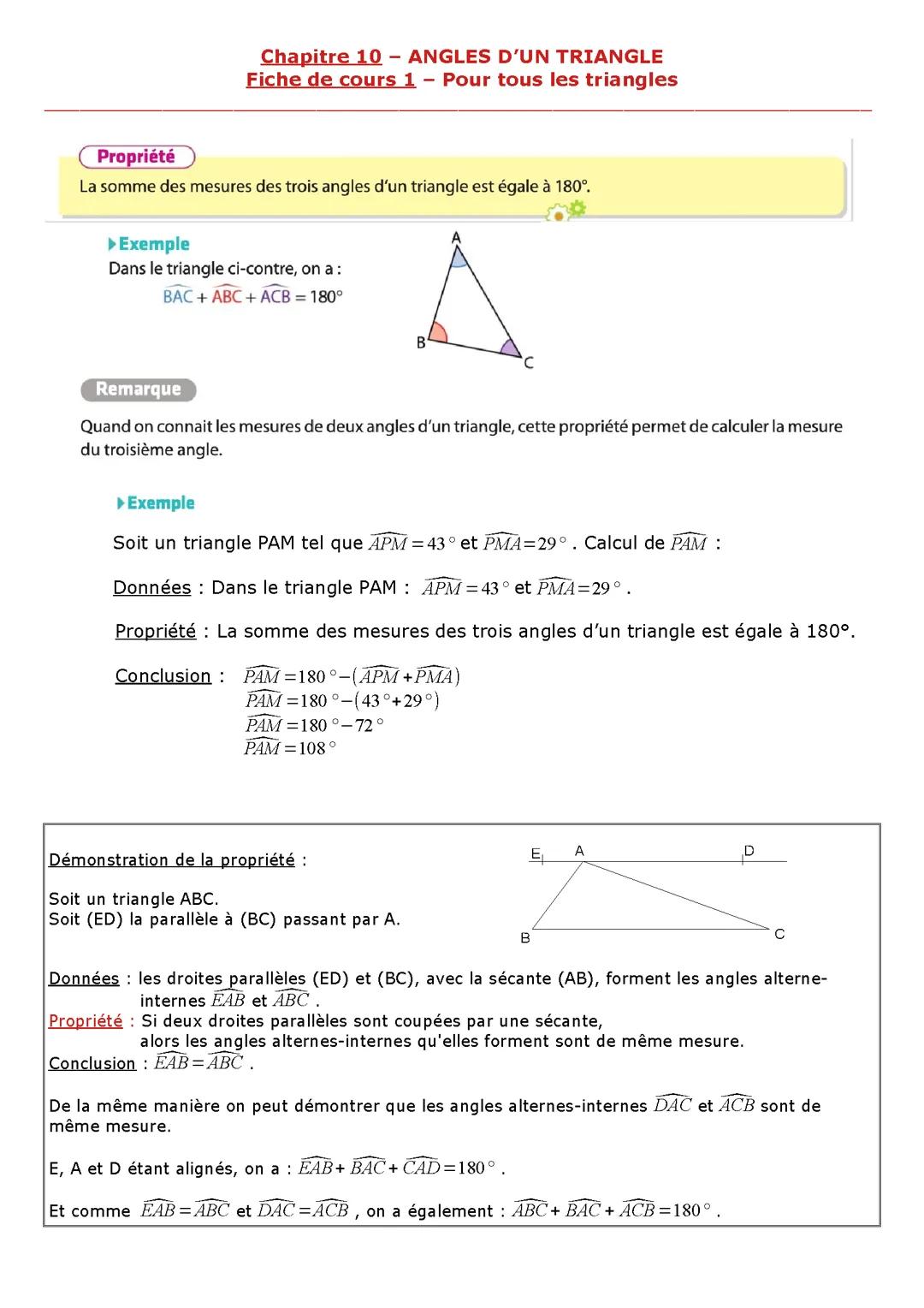 Angles d'un triangle