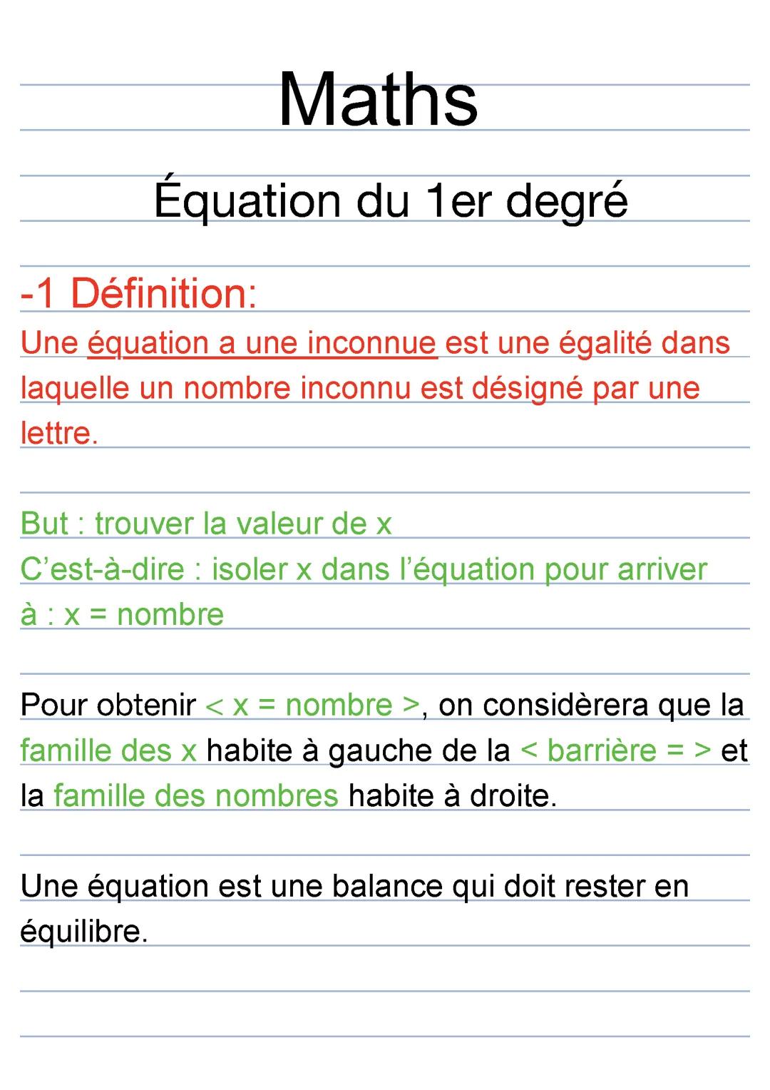 Équation du premier degré