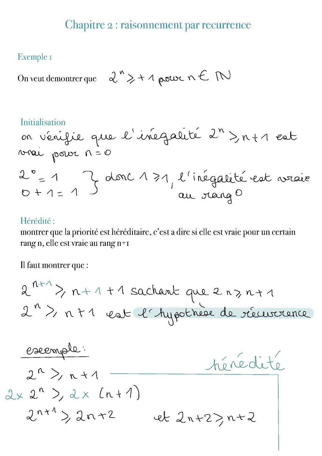 cours raisonnement par récurrence