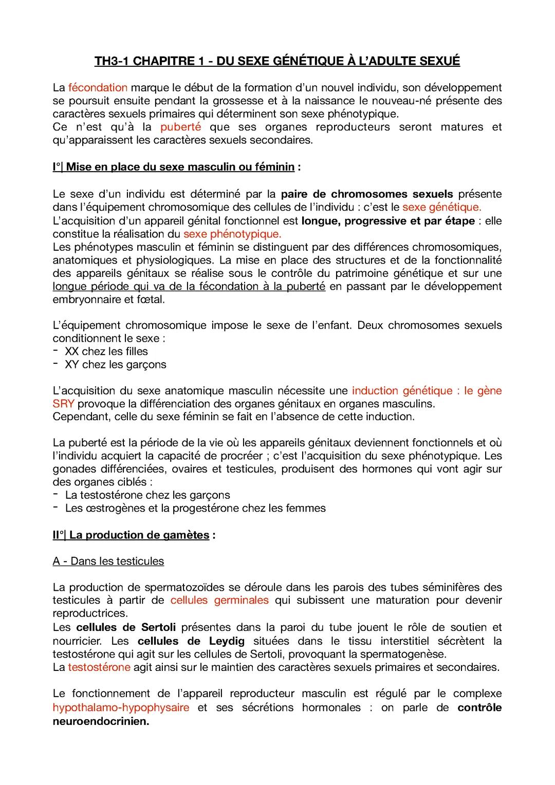 Du sexe générique à l’adulte sexué