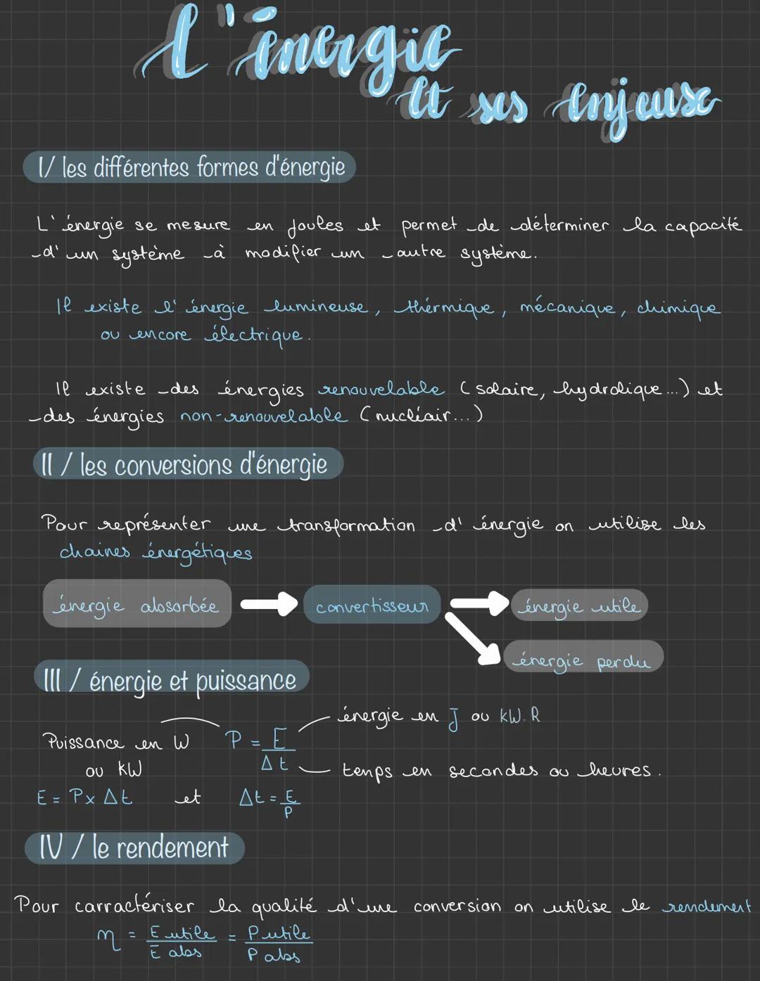 L' energie
V les différentes formes d'énergie
L'énergie
se mesure
en
At ses enjeuse
Joules et permet de déterminer la capacité
-autre systèm