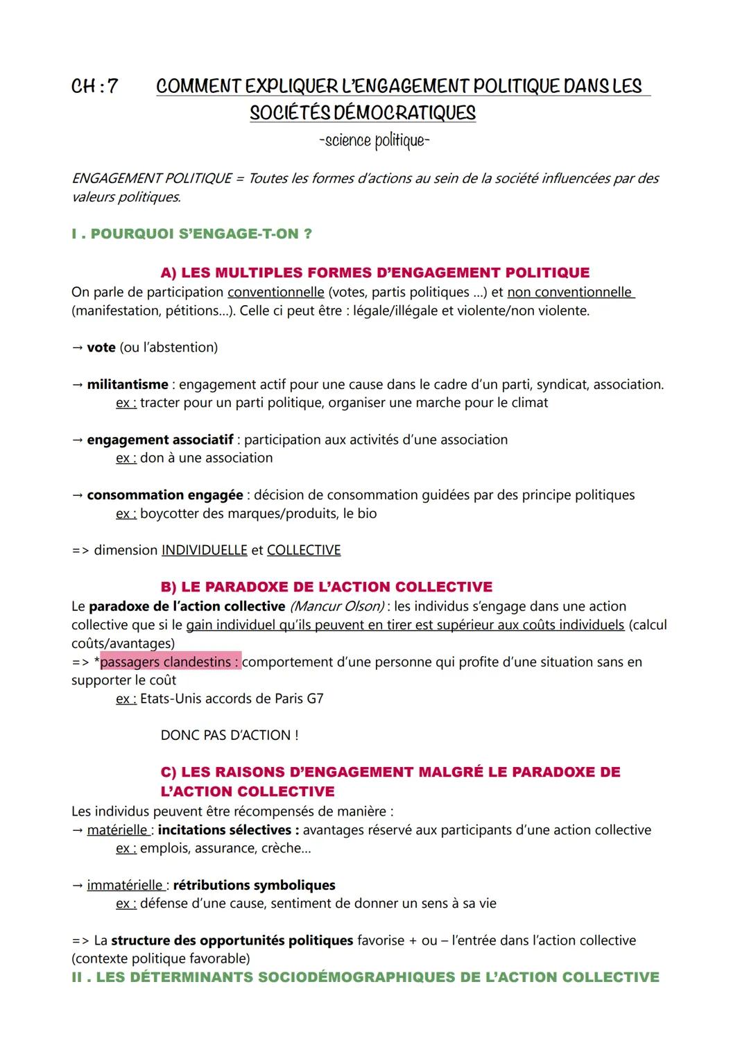 Comment expliquer l'engagement politique dans les sociétés démocratiques