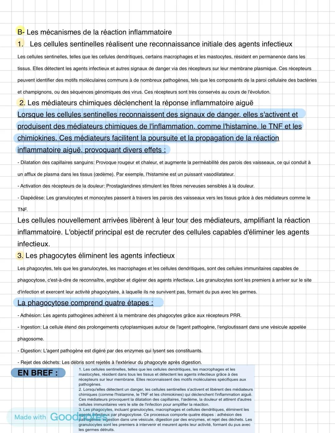 immunité innée
I-La réaction inflammatoire est la première ligne de défense immunitaire
A- Des symptômes bien identifiables
1. À l'échelle d