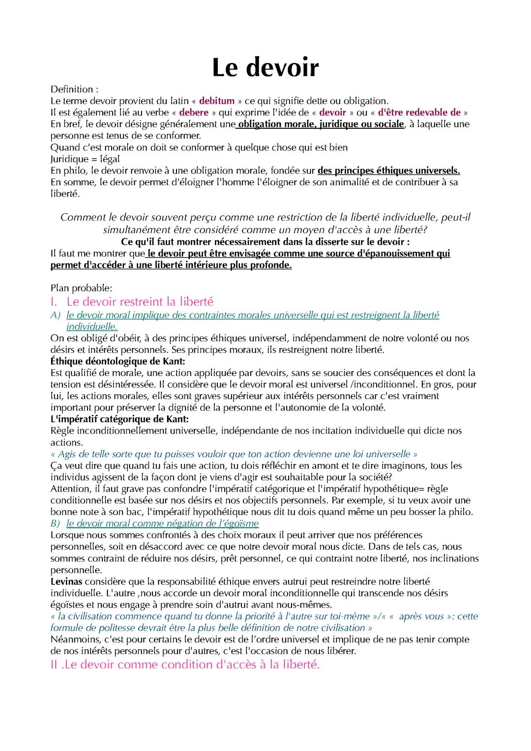 Le devoir philosophie