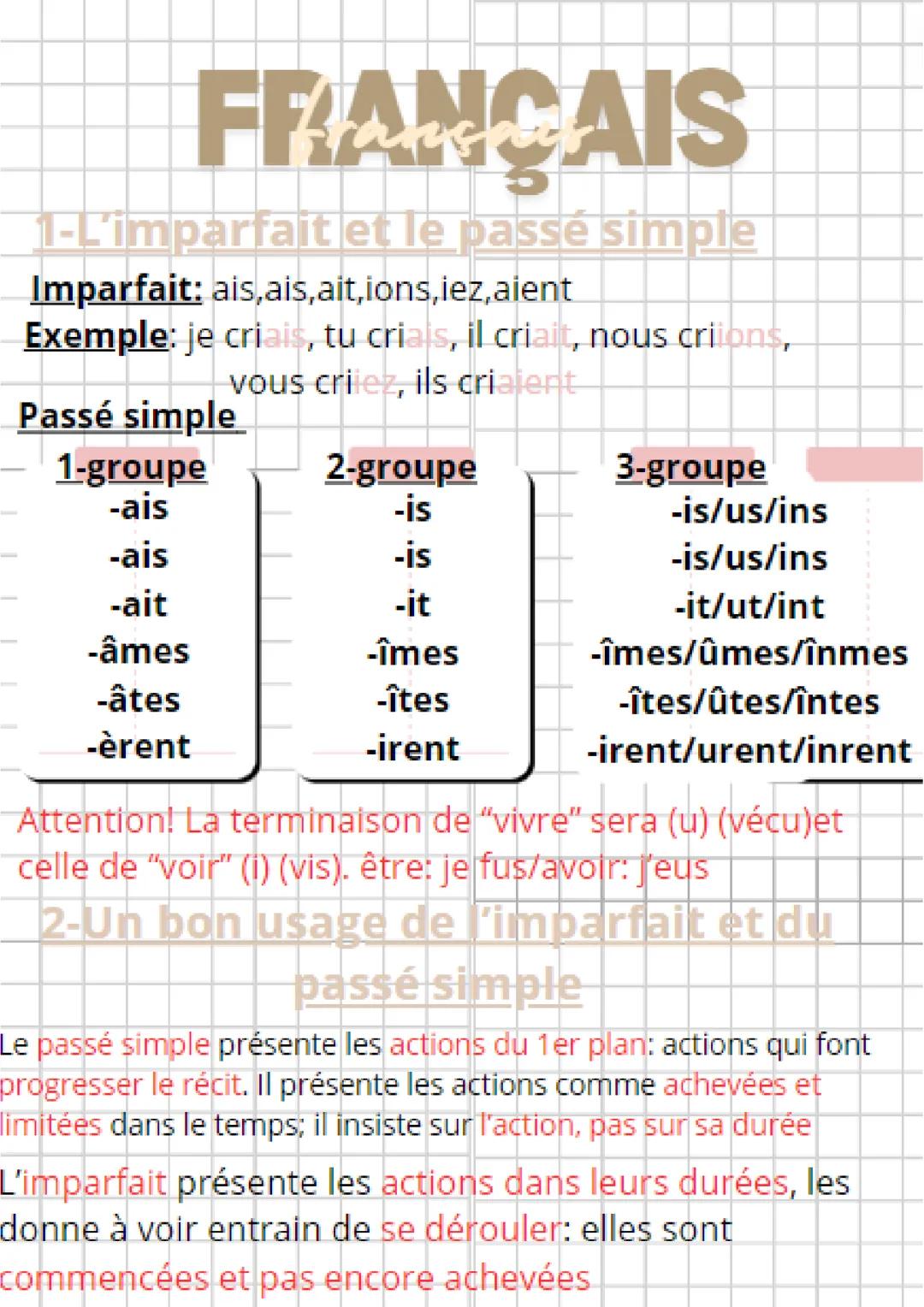 L'imparfait et le passé simple