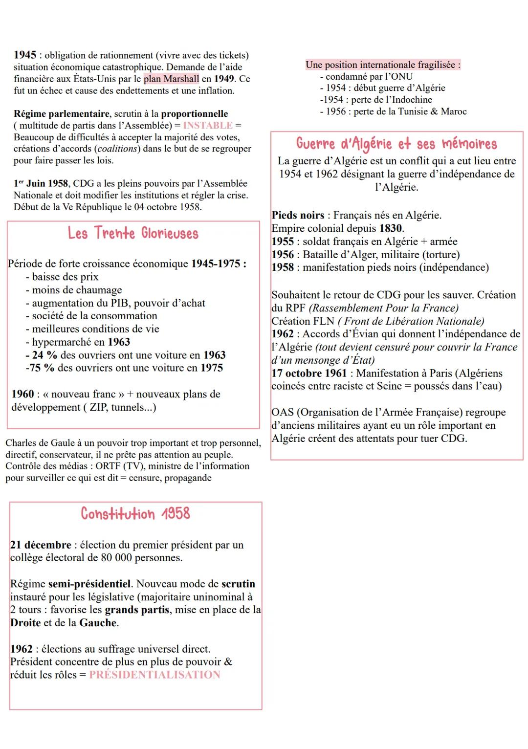1945 : obligation de rationnement (vivre avec des tickets)
situation économique catastrophique. Demande de l'aide
financière aux États-Unis