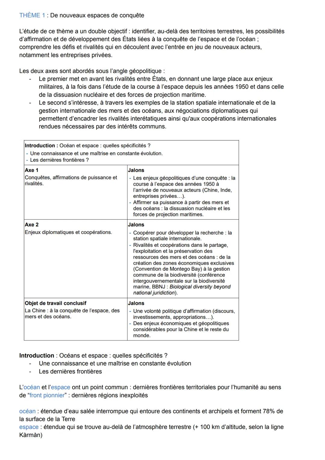 THÈME 1: De nouveaux espaces de conquête
L'étude de ce thème a un double objectif: identifier, au-delà des territoires terrestres, les possi
