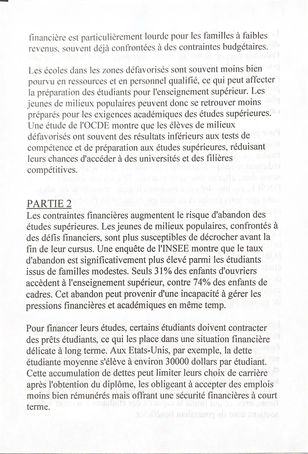 INTRODUCTION
Le cout des études
supérieures constitue t-il un obstacle a la réussite des jeunes de
milieu populaires ?". Les thèmes du progr