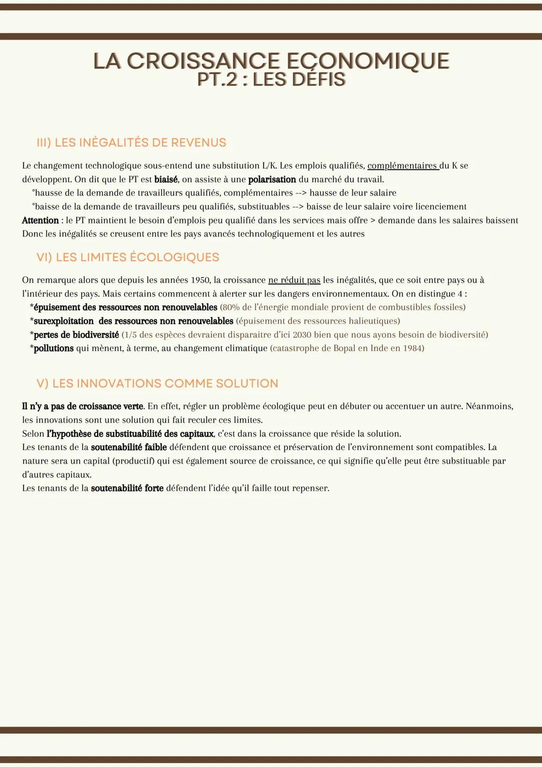 LA CROISSANCE ECONOMIQUE
PT.1: LES SOURCES
I) LES ASPECTS QUANTITATIFS ET QUALITATIFS DE LA CROISSANCE
A. ASPECT QUANTITATIF: AUGMENTATION D