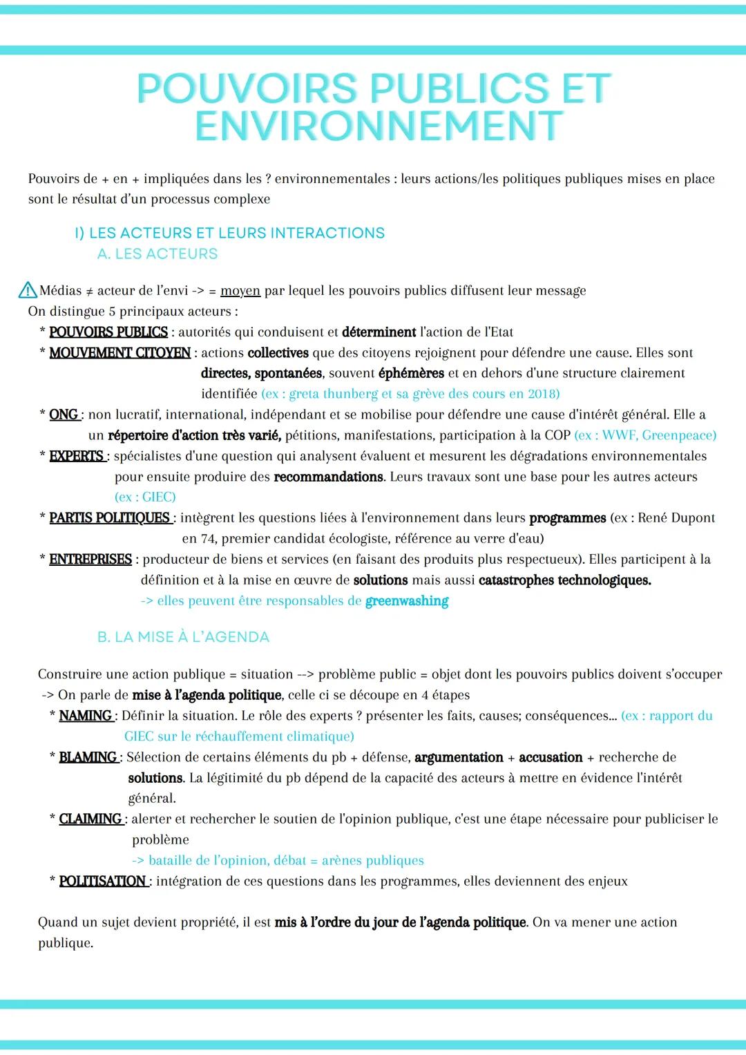 L’action des pouvoirs publics pour l’environnement