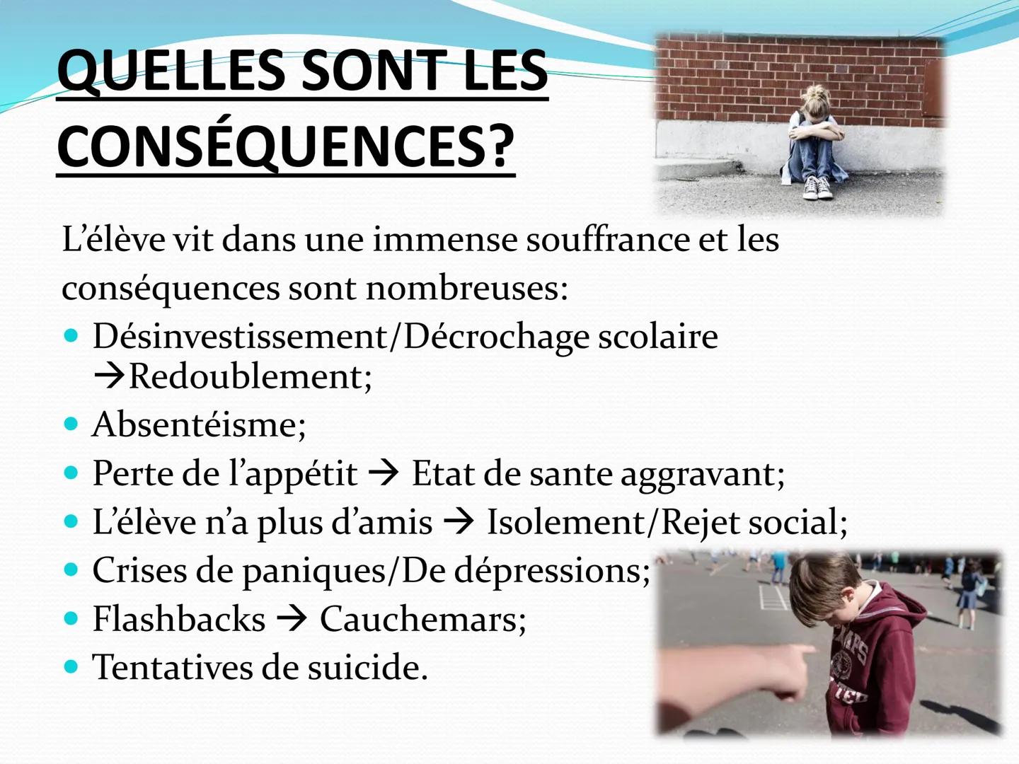 D
LE HARCÈLMENT SCOLAIRE
Par Aly Abdallah, classe de 3ème A. SOMMAIRE
Pourquoi avoir choisi ce sujet?
⚫ Définition du harcèlement scolaire
•