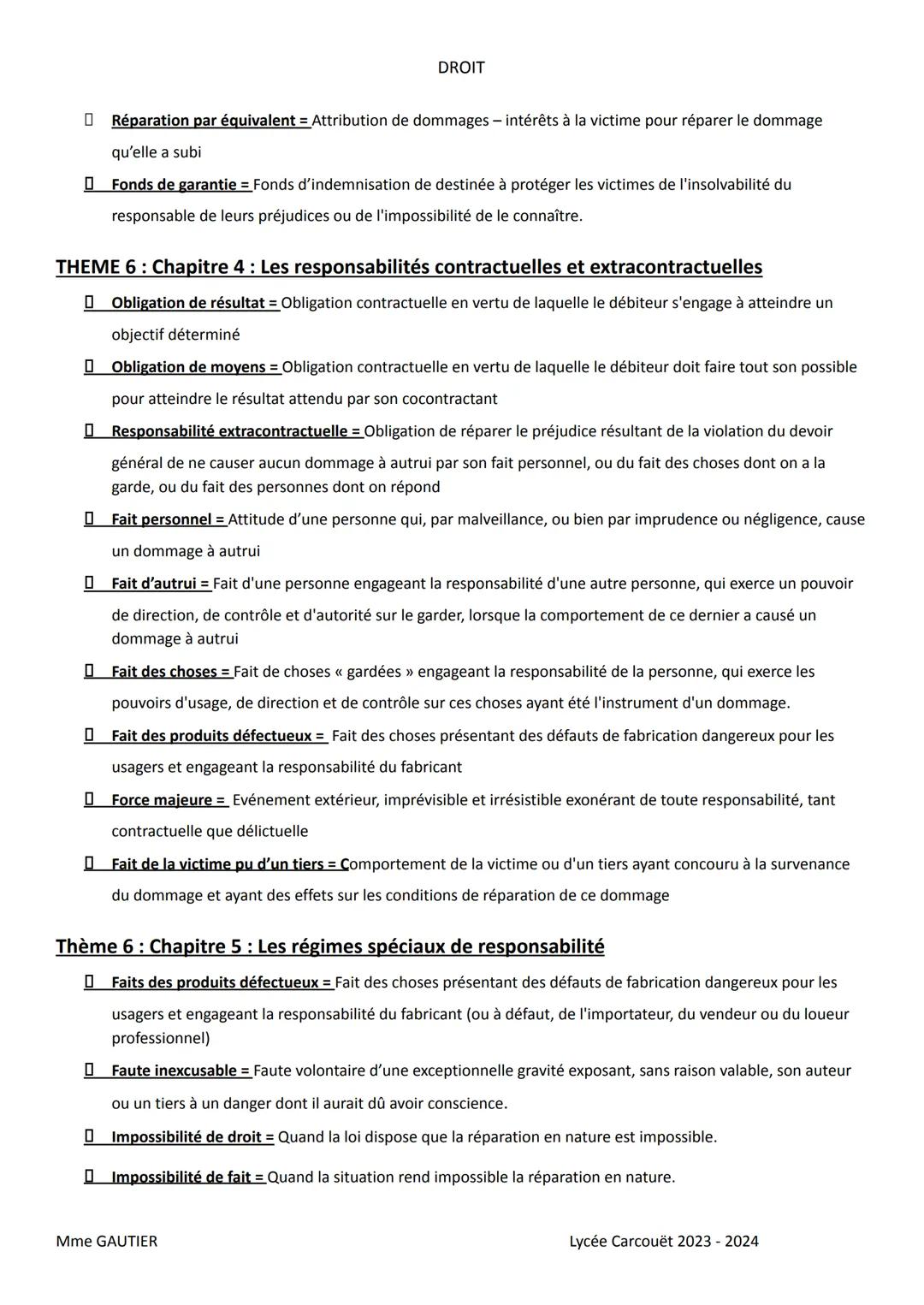DROIT
NOTIONS A RETENIR
THEME 5: Chapitre 1 : La formation du contrat
Contrat = Accord de volontés entre deux ou plusieurs personnes, destin