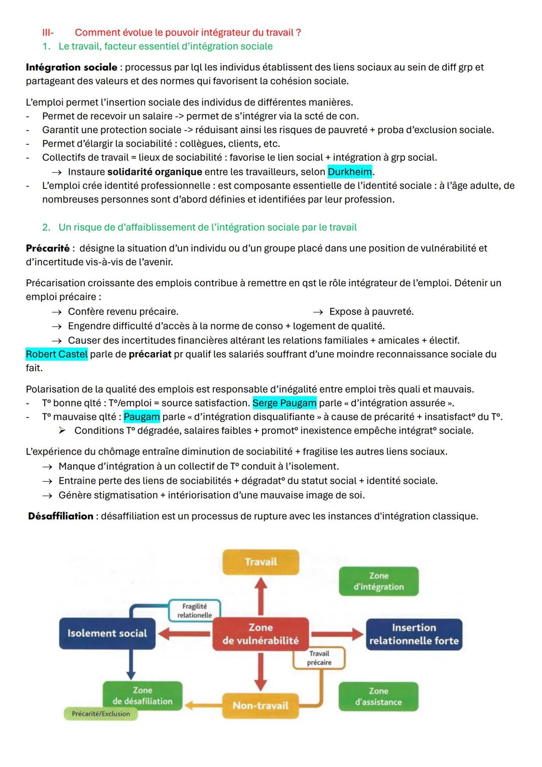 # FICHE DE REVISION : CHAPITRE XI - Les mutations du travail et de l'emploi
1- Comment définir et mesurer les caractéristiques du travail e