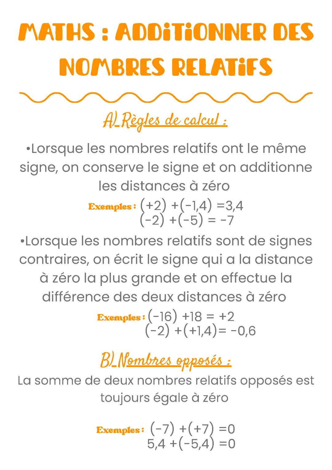 L’addition des nombres relatifs