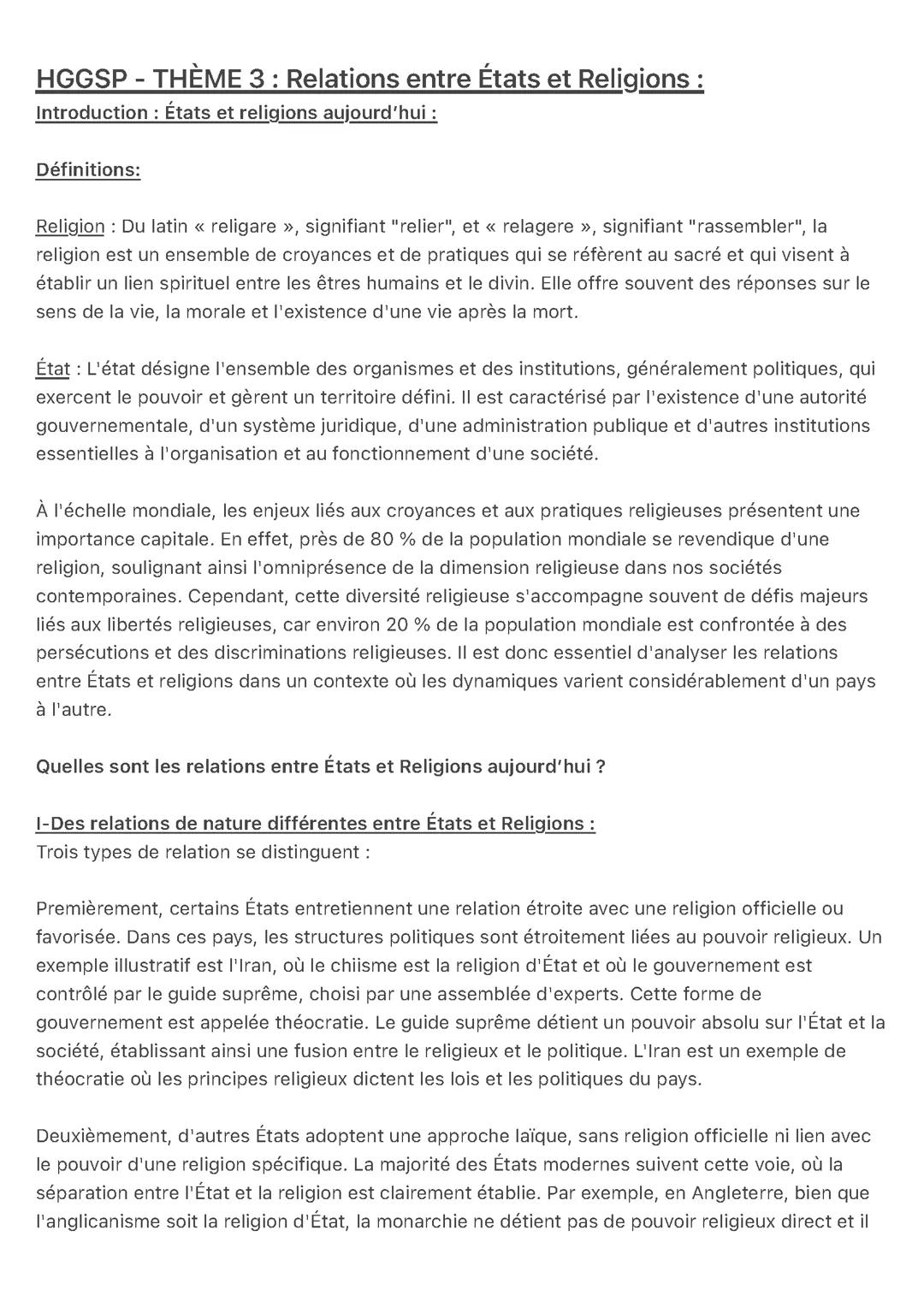 HGGPS : États et Religions