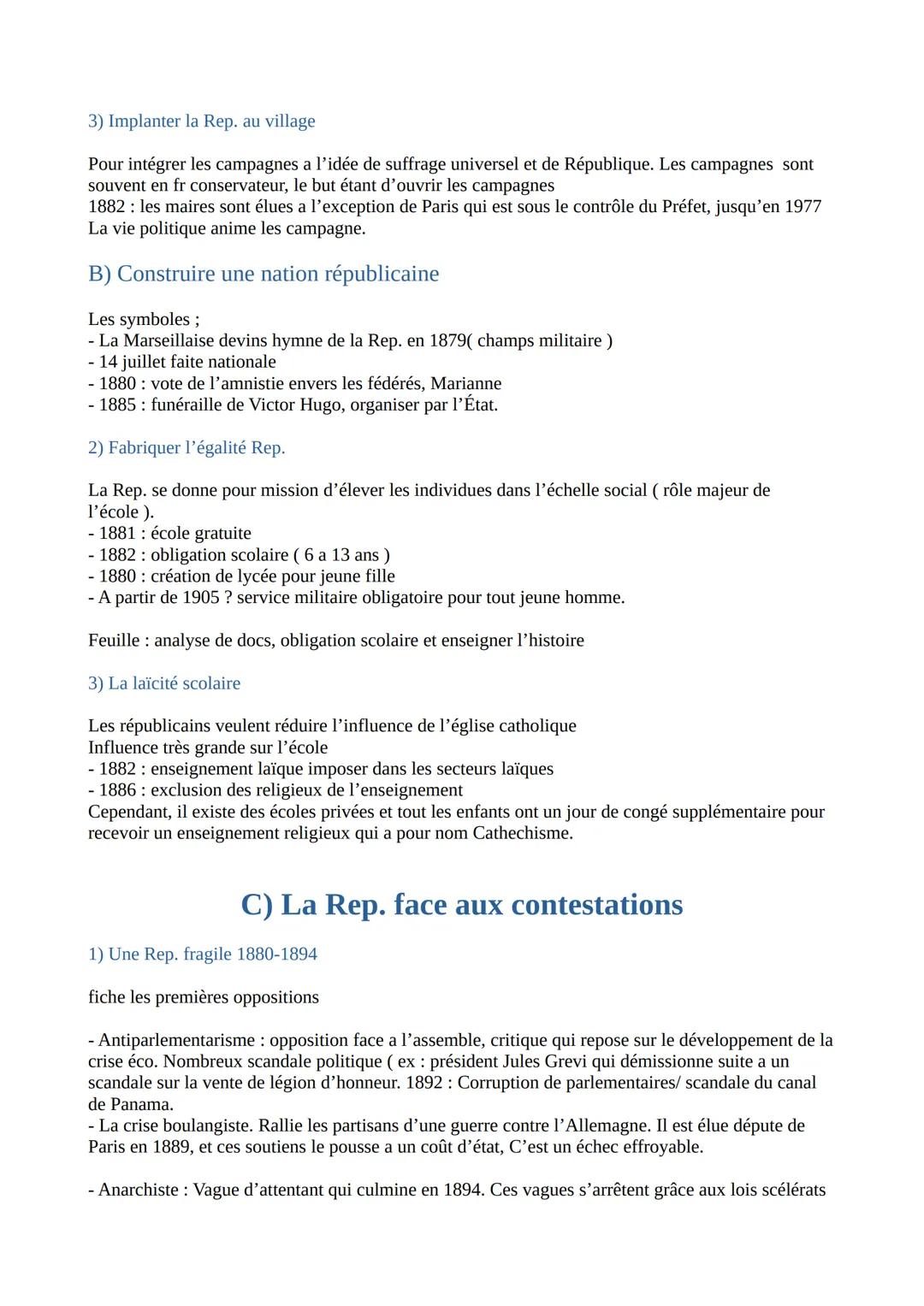 # La mise en œuvre du projet républicain et les mutations de la société
française (1870-1914)
Introduction:
La 1ª République (1792-1804), e