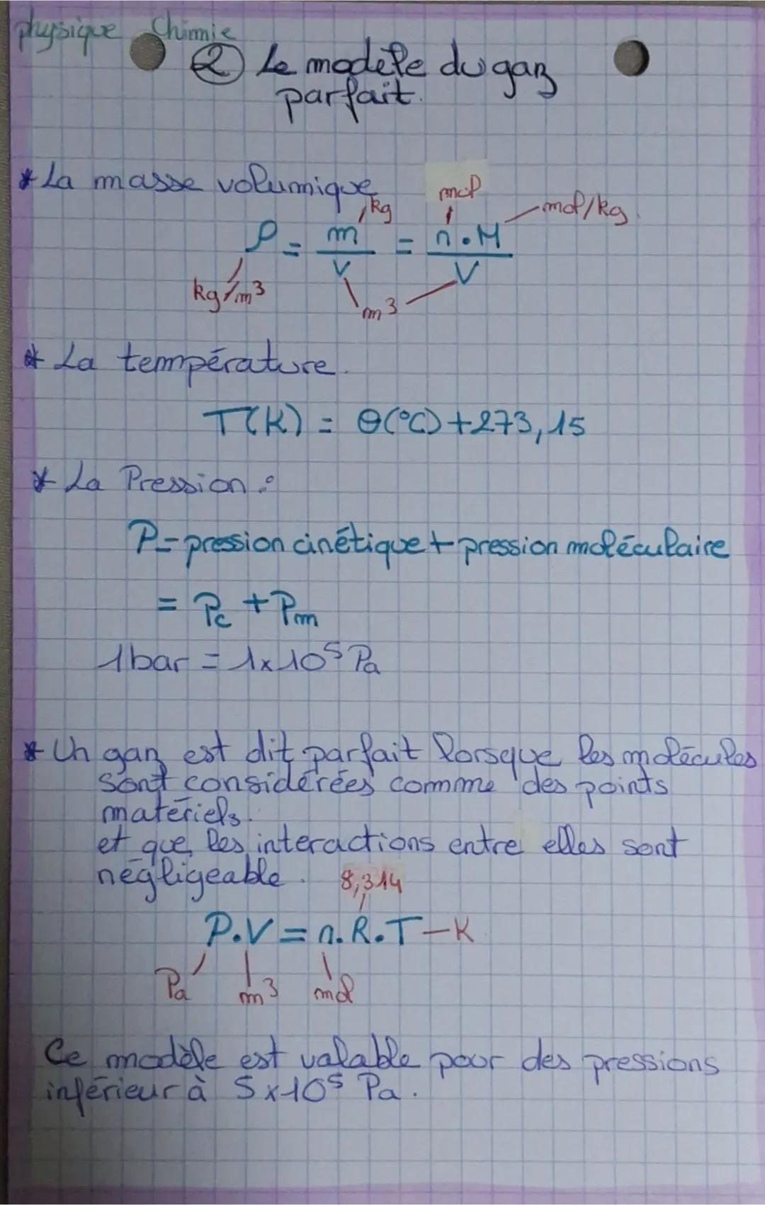Introduction au modèle des gaz parfaits