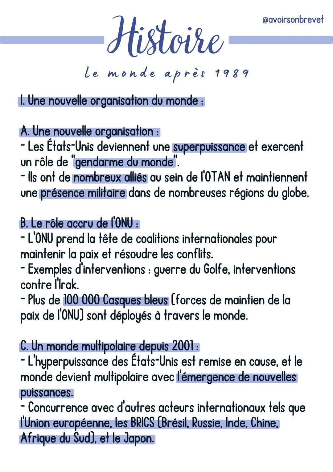 Le monde , après 1989