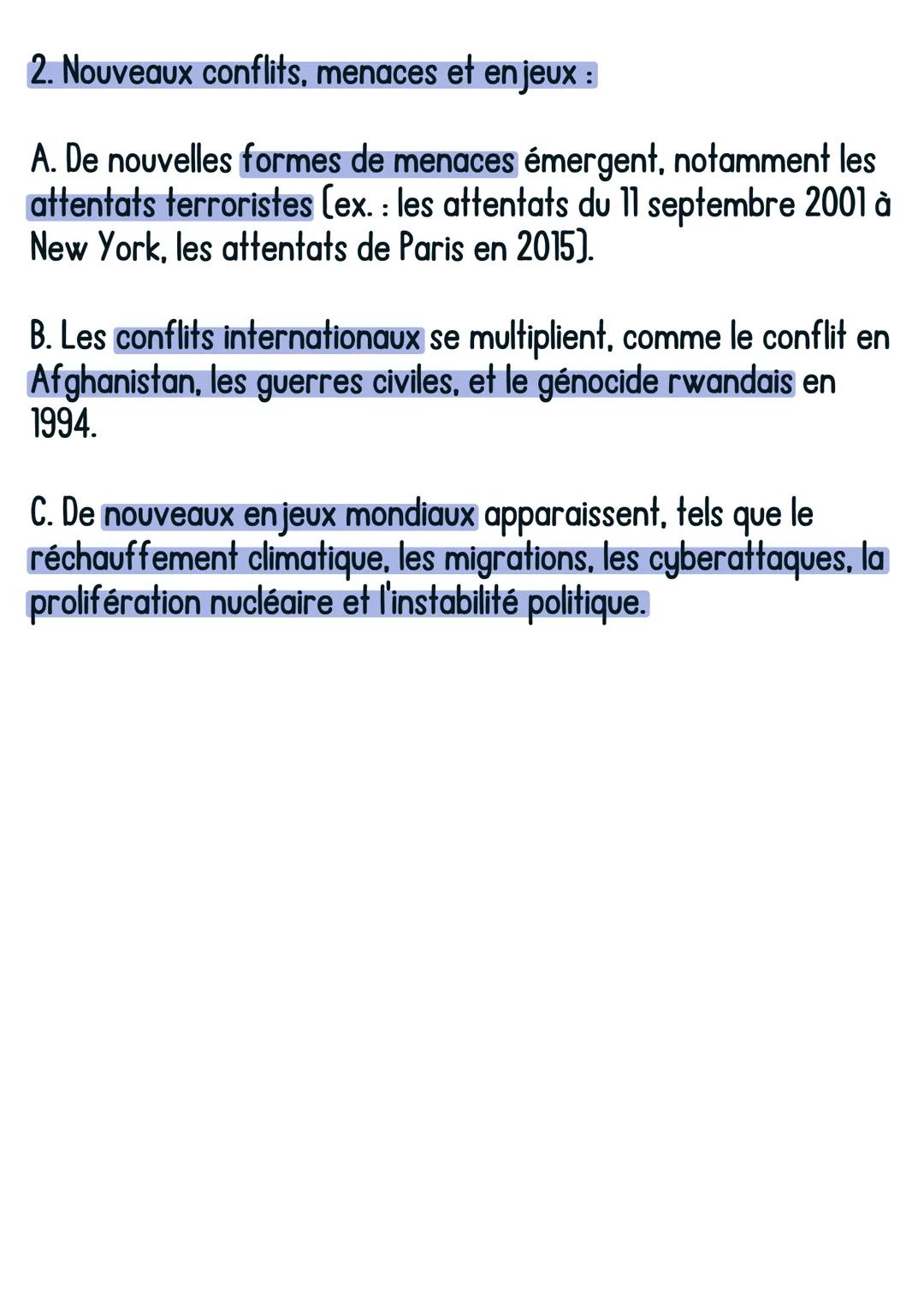 # Histoire
Le monde après 1989
I. Une nouvelle organisation du monde :
A. Une nouvelle organisation :
- Les États-Unis deviennent une sup