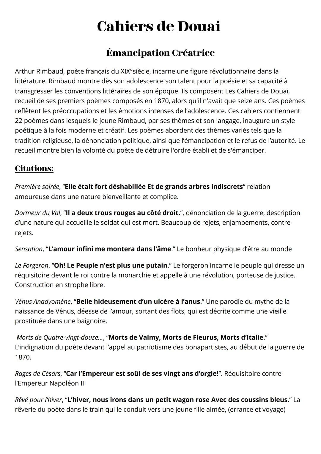 Cahiers de Douai Fiche de Dissertation