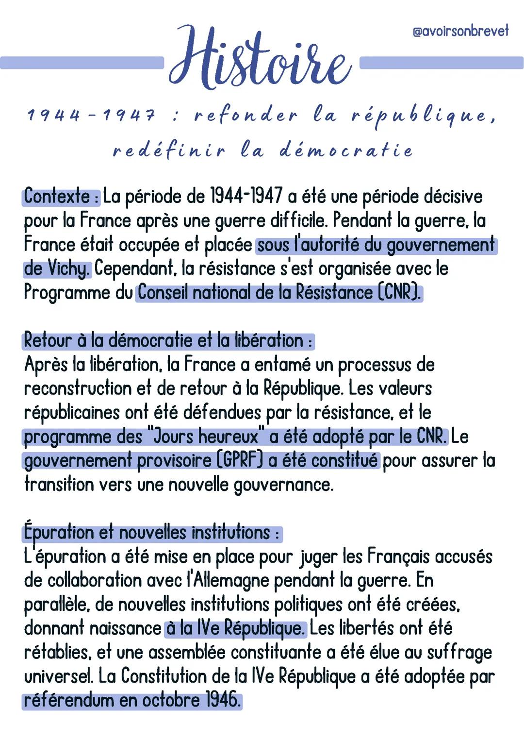 1944-1947: refonder la République, redéfinir la démocratie