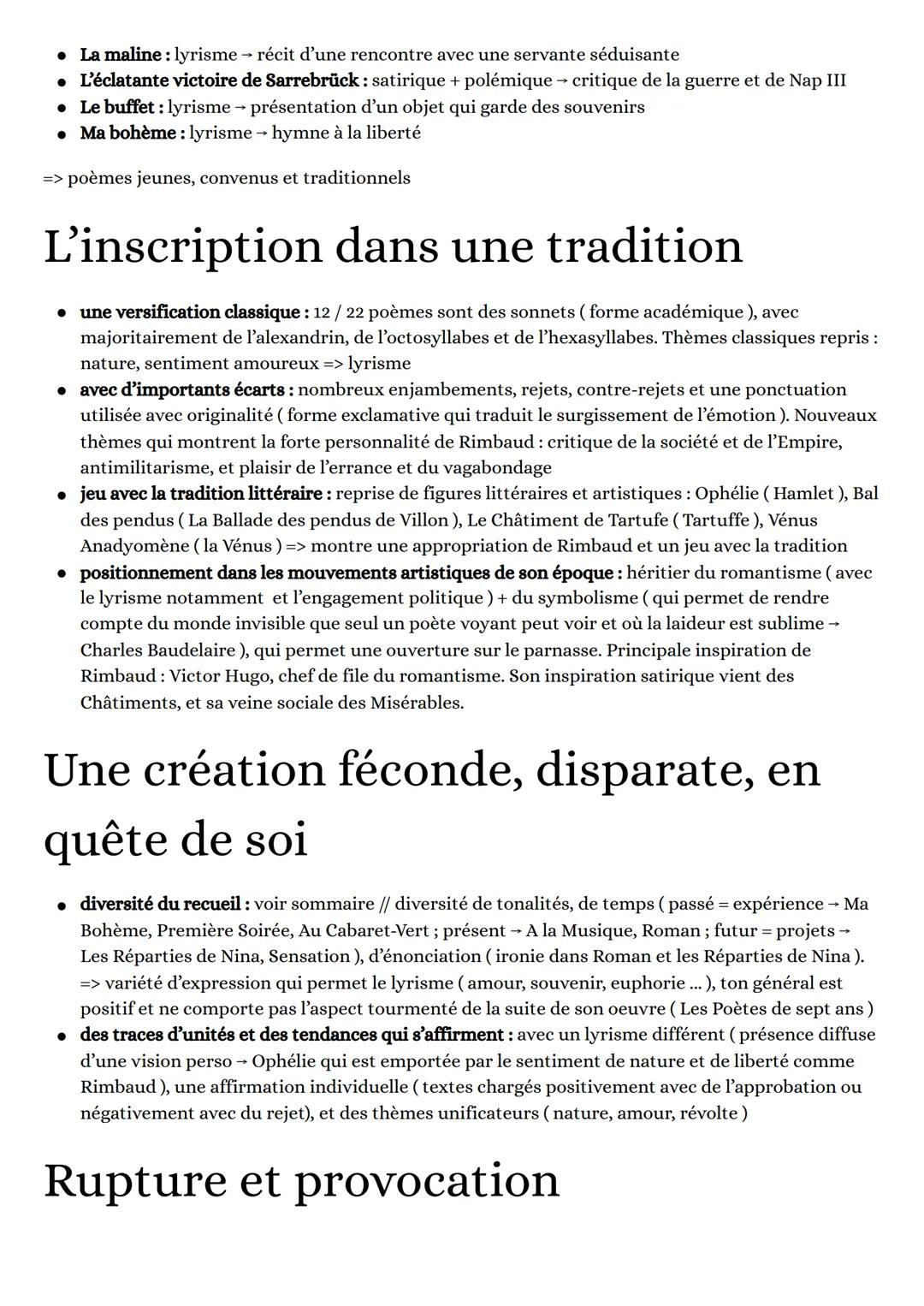 LES CAHIERS DE DOUAI
Biographie + contexte
• Arthur Rimbaud : 1854-1891, né à Charleville, vit avec sa mère qui lui donne une éducation très
