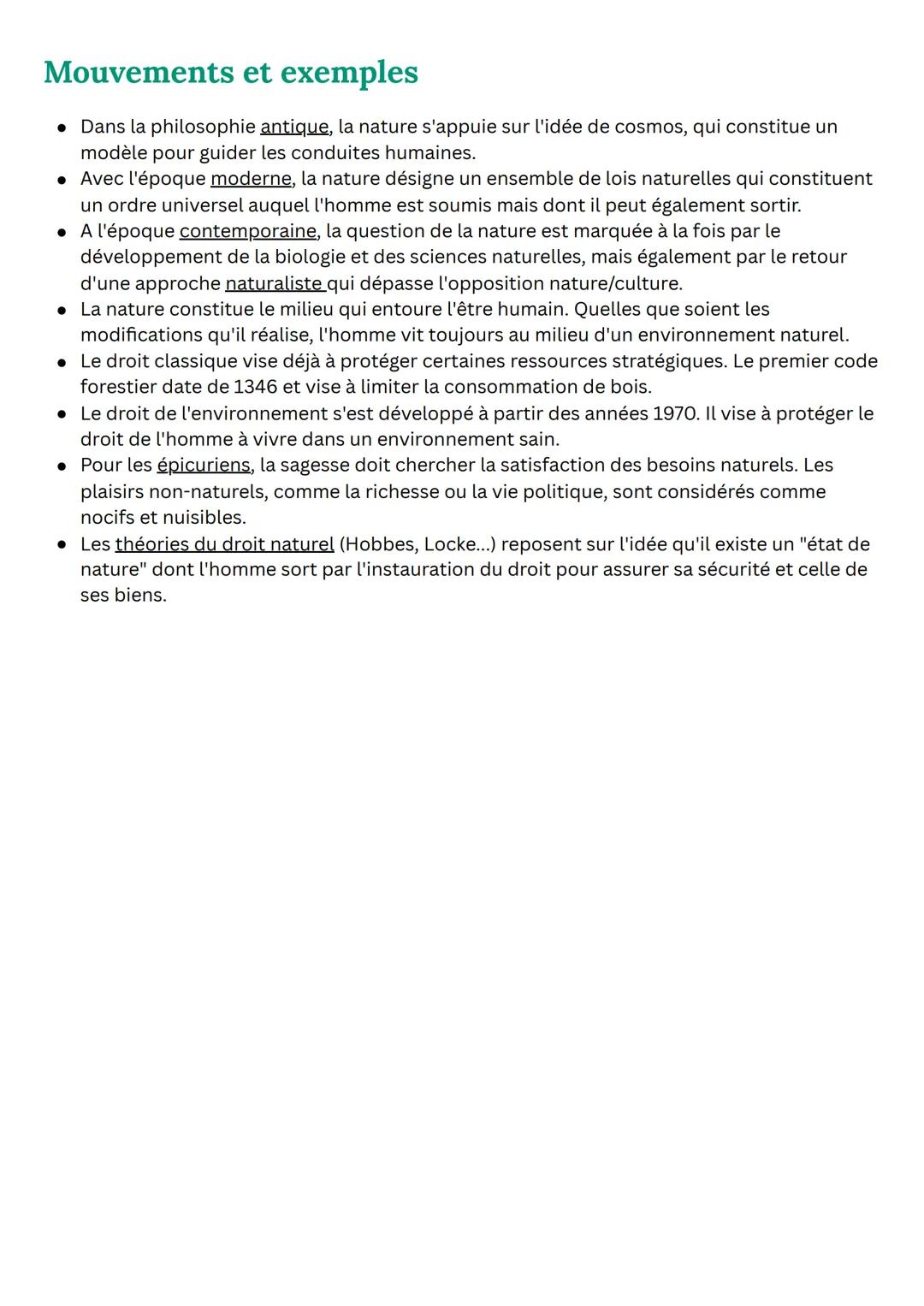 # La nature
La nature est ce qui existe en dehors de l'homme et de ce qu'il
produit. Elle désigne le milieu non artificiel qui entoure les