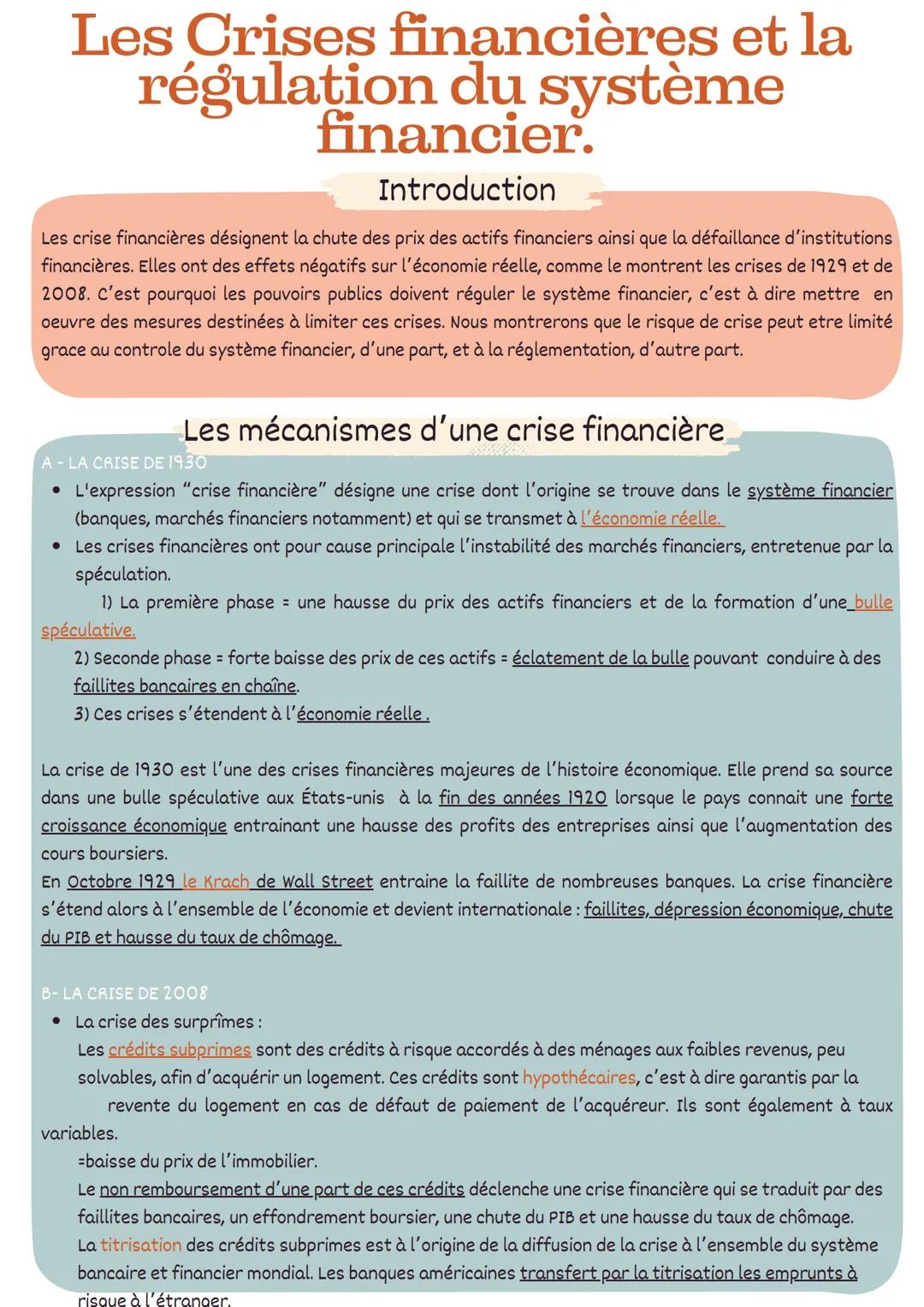 # SES
LES CRISES FINANCIÈRES
ET LA RÉGULATION DU
SYSTÈME FINANCIER
Chapitre 3 # Les Crises financières et la
régulation du système
financi