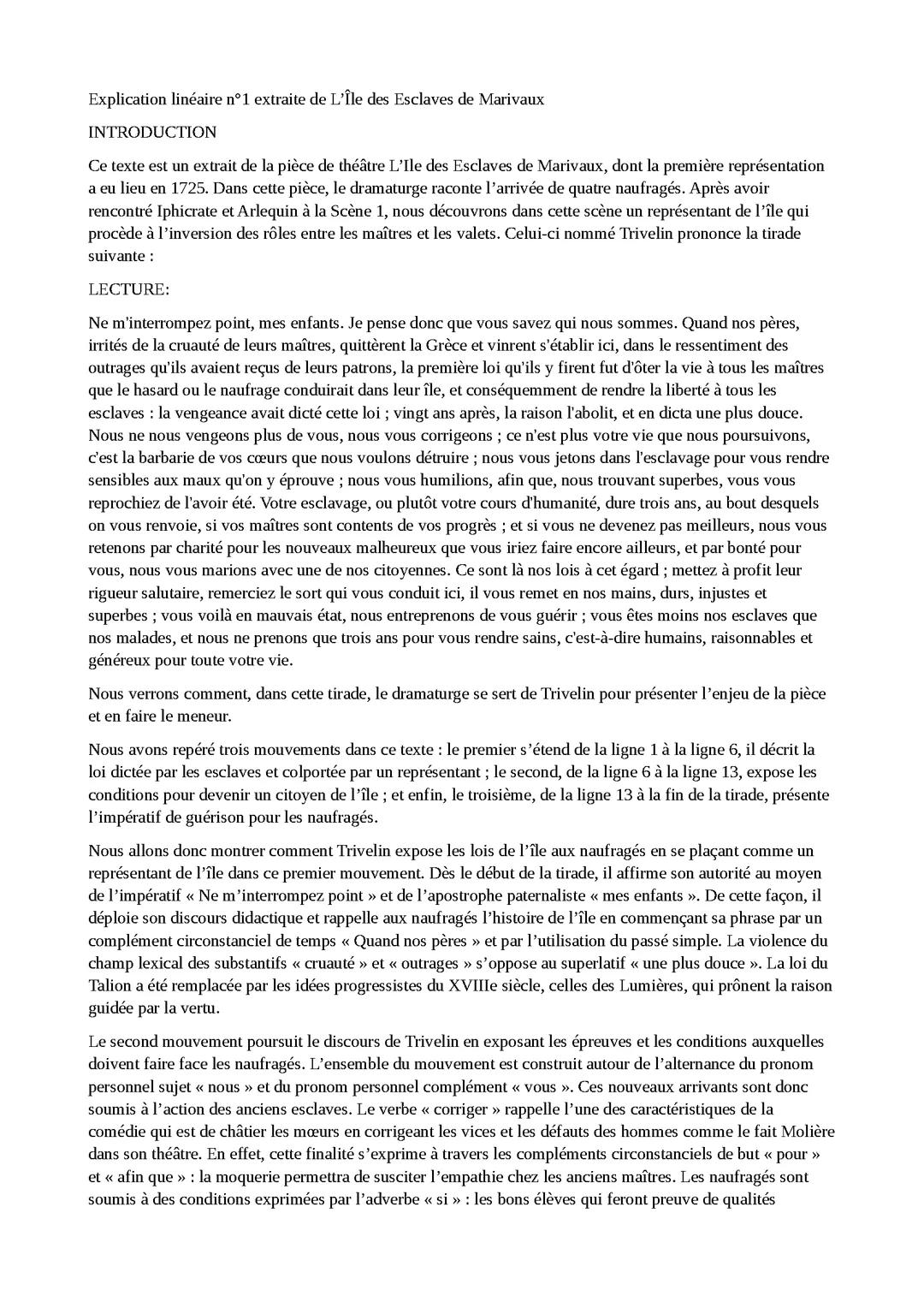 Explication linéaire de 1 à 12