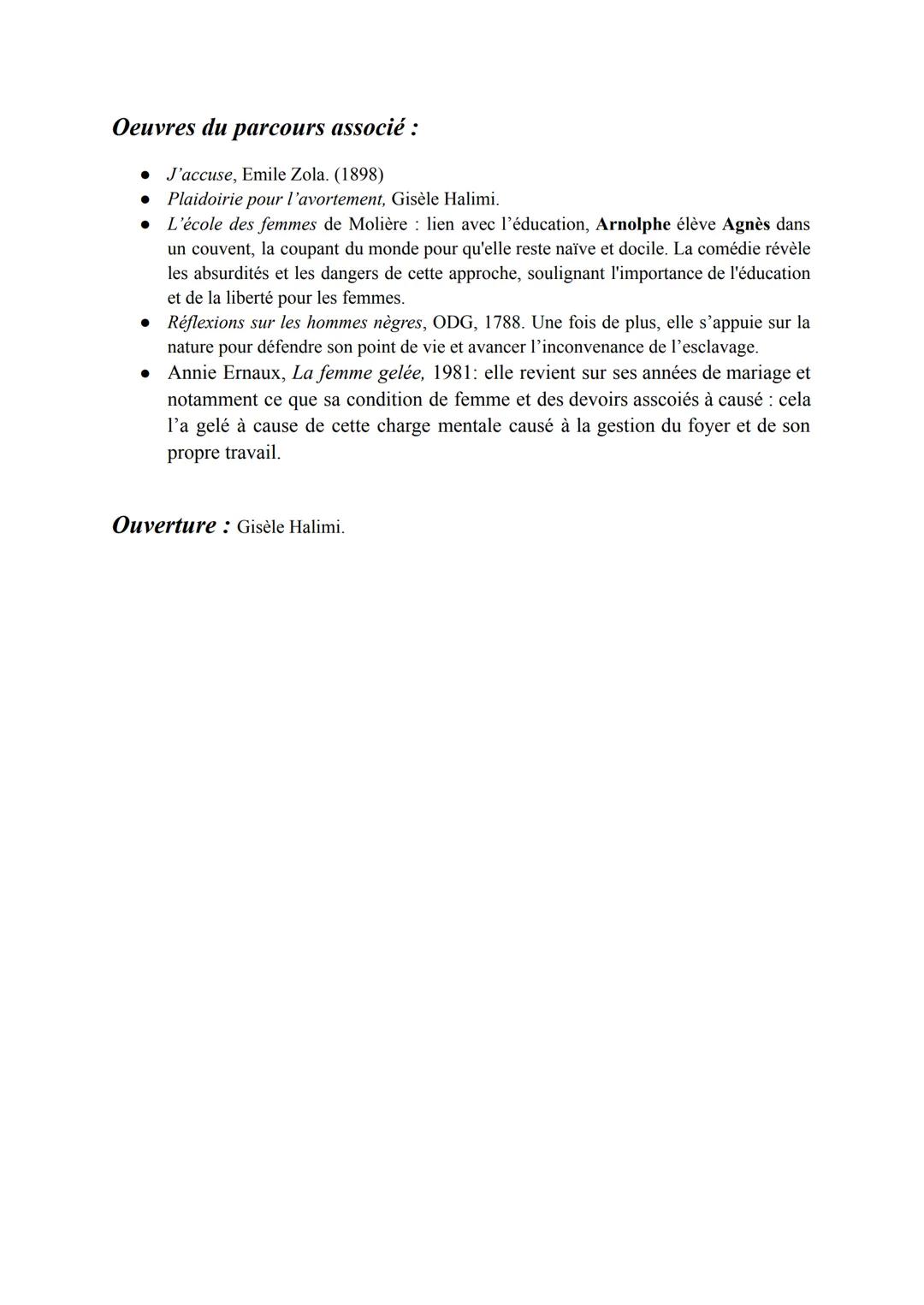 Olympe de Gouges - DDFC
Le parcours :
Écrire : écriture instrumental. fonction utilitaire de la littérature.
Meilleure moyens de lutter cont