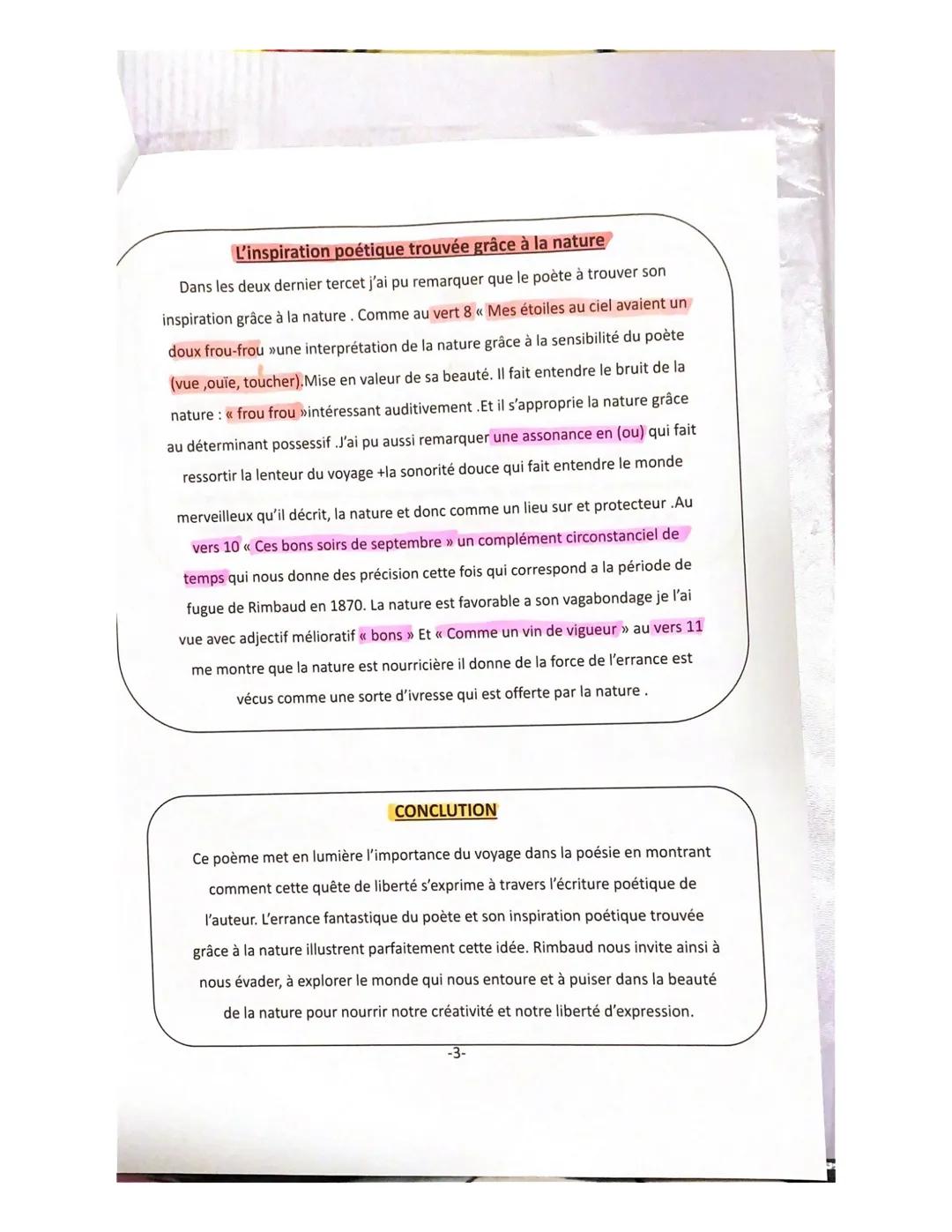 EXPLICATION LINEAIRE (TEXTE 2)
«Ma Bohème >>
INTRODUCTION
Les Cahiers de Douai ont été écrit pendant l'été et l'automne 1870, au moment
de l