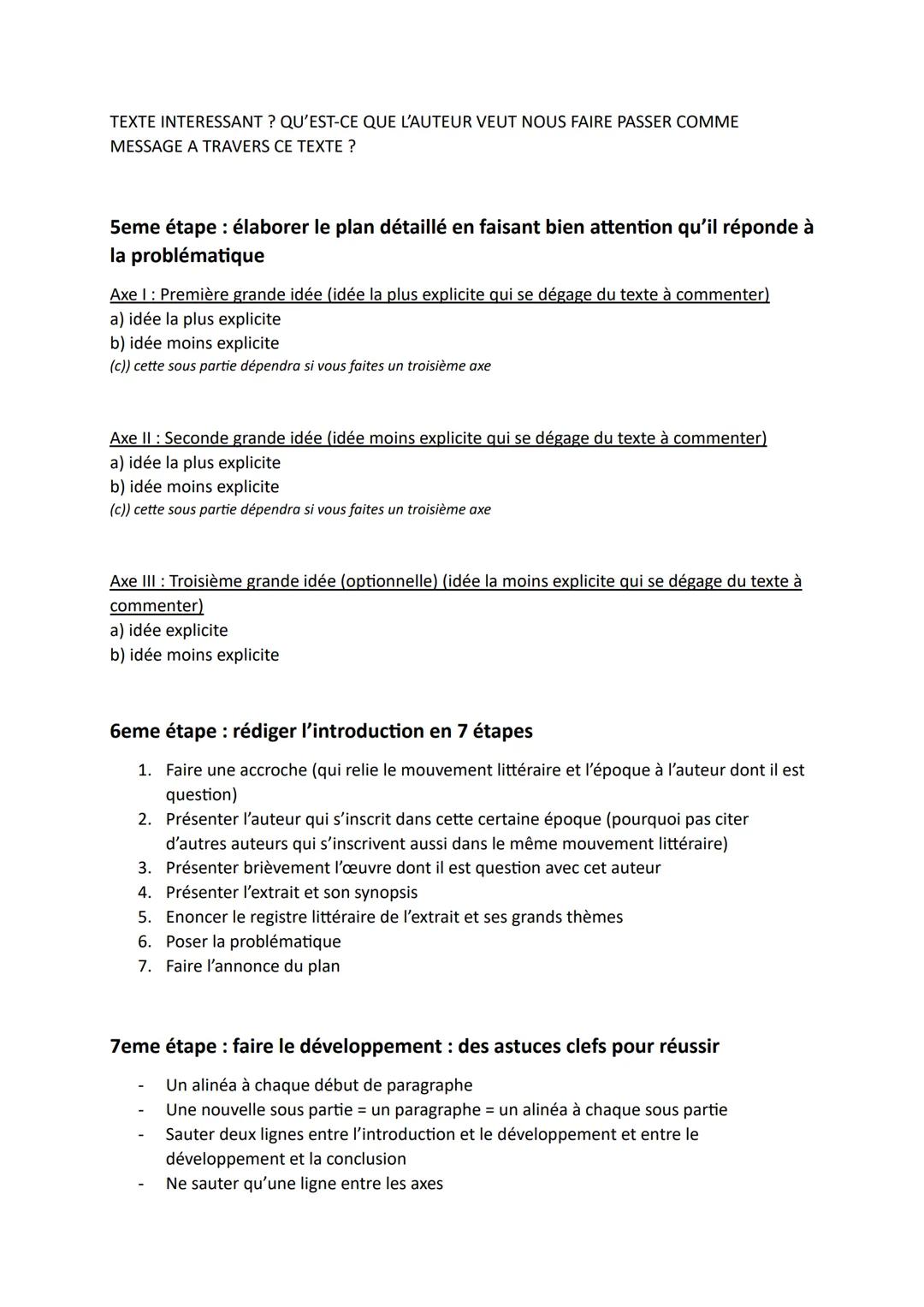 Méthodologie du commentaire de texte - 1ere
Français
1ere étape : lire le texte attentivement et noter les premières impressions
1. Que sait