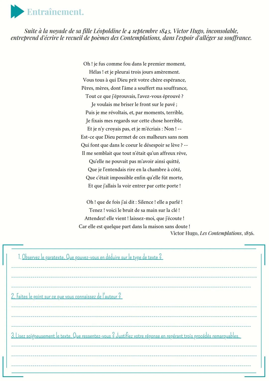 Le commentaire.
Un commentaire est un exercice structuré cherchant à rendre compte des intentions d'un
auteur dans un texte en s'appuyant su