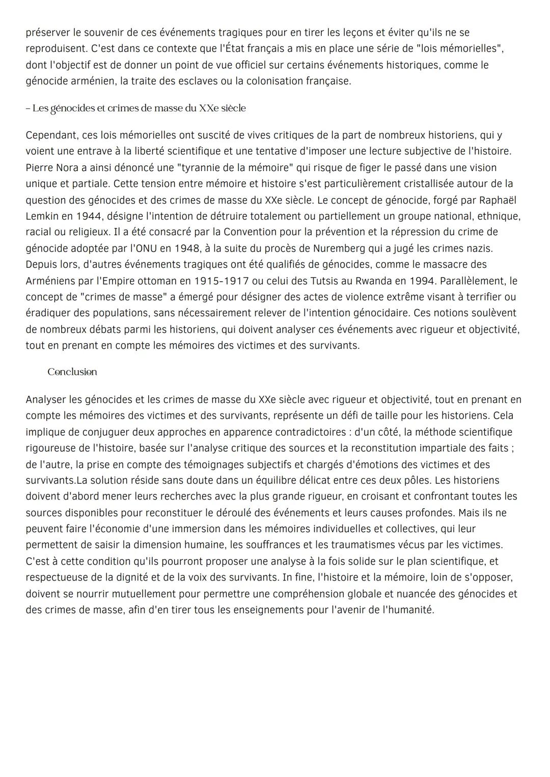 # HISTOIRE ET MÉMOIRE
INTRODUCTION: HISTOIRE ET MÉMOIRES, HISTOIRE ET JUSTICE
Introduction
"Si la mémoire divise, l'Histoire peut rassemb