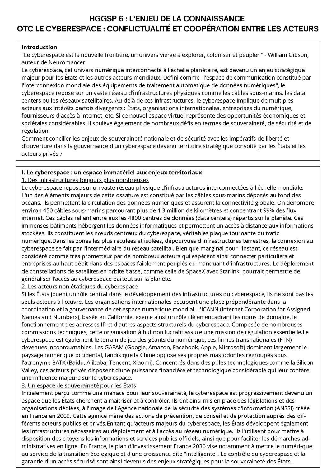 OTC LE CYBERESPACE : CONFLICTUALITÉ ET COOPÉRATION ENTRE LES ACTEURS