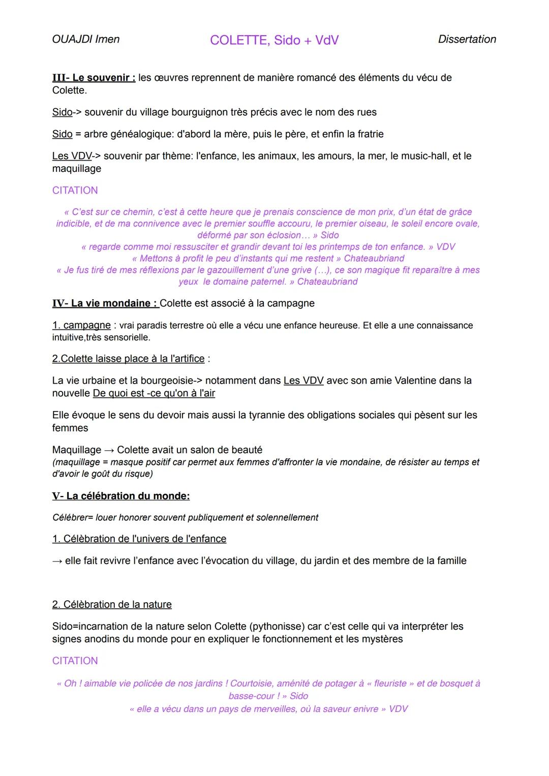 OUAJDI Imen
COLETTE, Sido + VdV
Dissertation
Introduction
Colette, figure emblématique de la littérature française du 20e siècle, a le don