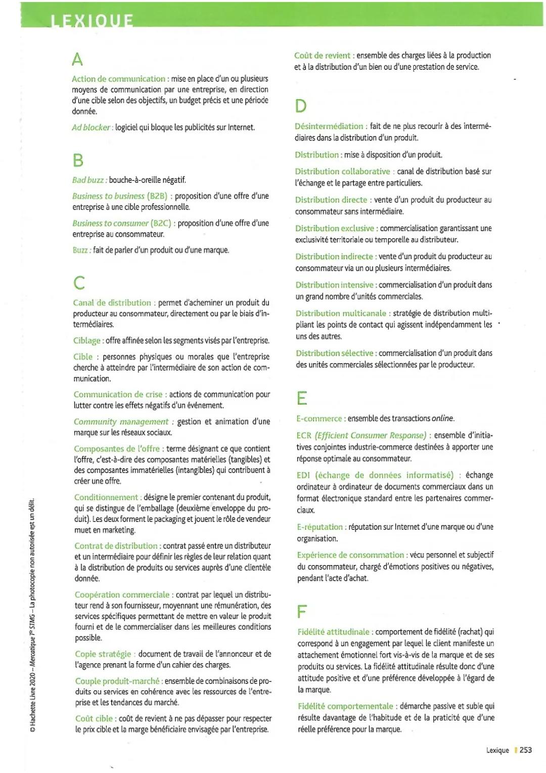 Notions MSDGN (mercatique) Bac STMG