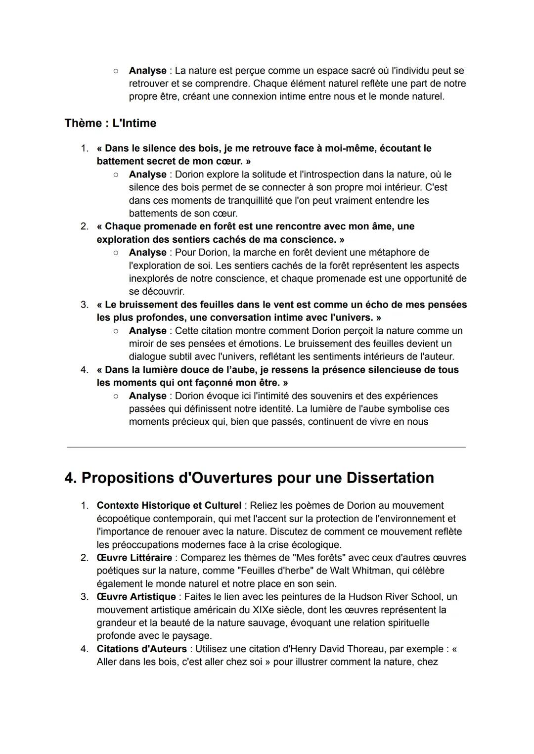 Fiche de Révision pour le Bac de Français
Œuvre : "Mes forêts" de Hélène Dorion
1. Résumé de l'Œuvre
"Mes forêts"
"Mes forêts" est un recuei