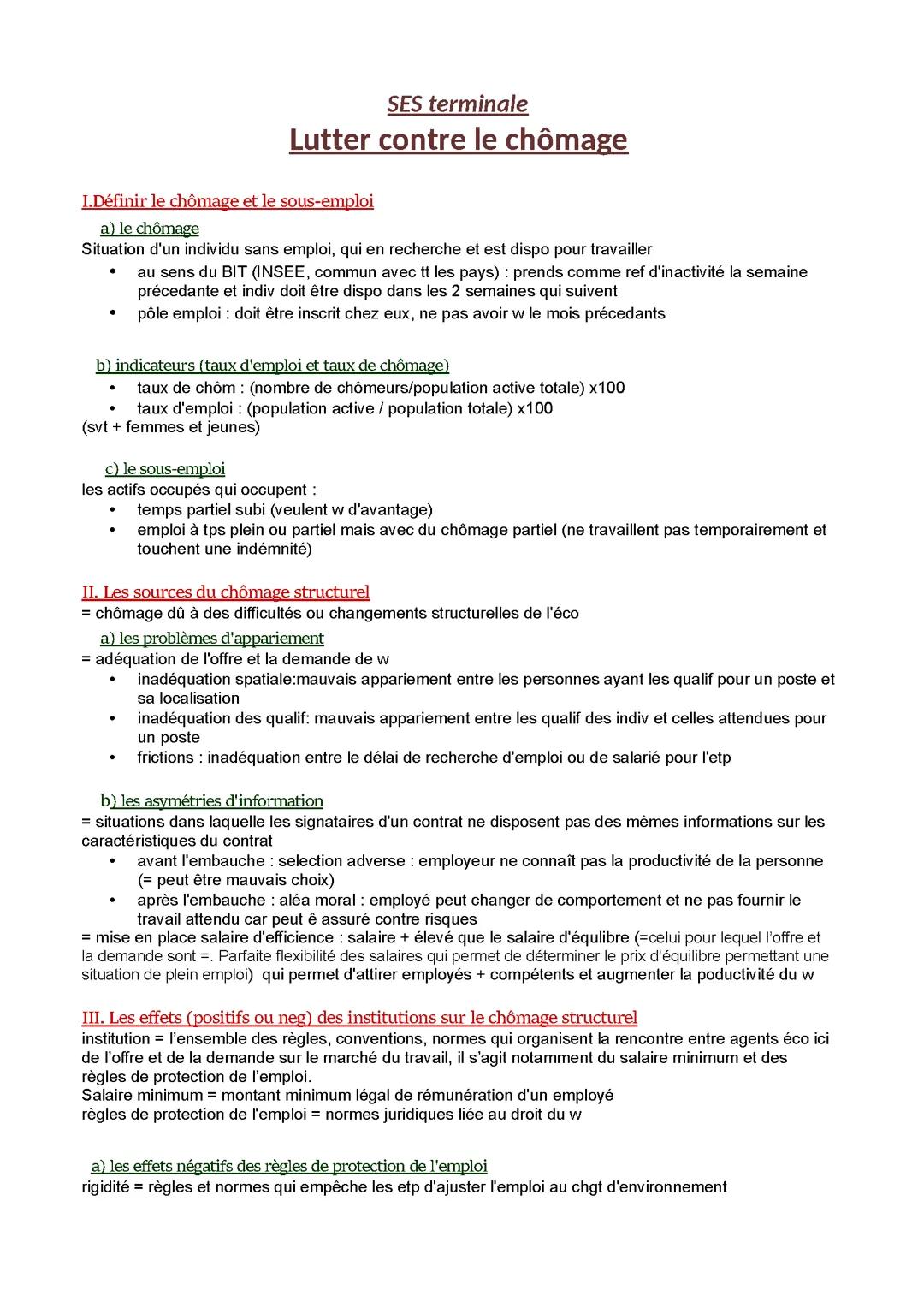 lutter contre le chômage