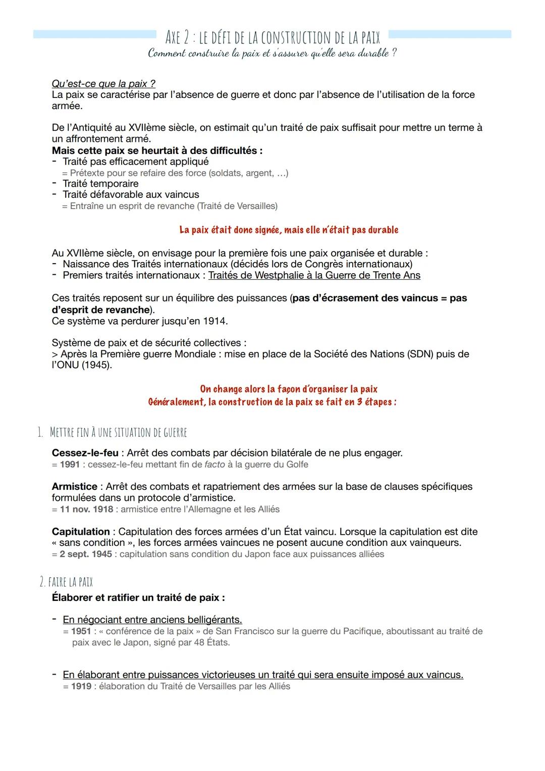 AXE 2: LE DÉFI DE LA CONSTRUCTION DE LA PAIX
Comment construire la paix et s'assurer qu'elle sera durable?
Qu'est-ce que la paix ?
La paix s