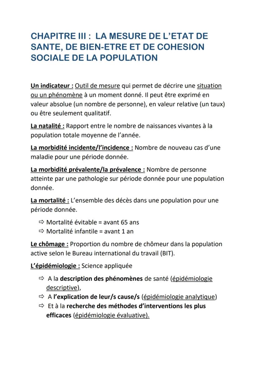 REPERTOIRE DEFINITIONS STSS
MODULE 1 SANTE, BIEN-ETRE ET COHESION
SOCIALE
CHAPITRE I: DE LA SANTE DES INDIVIDUS A
LA SANTE DE LA POPULATION