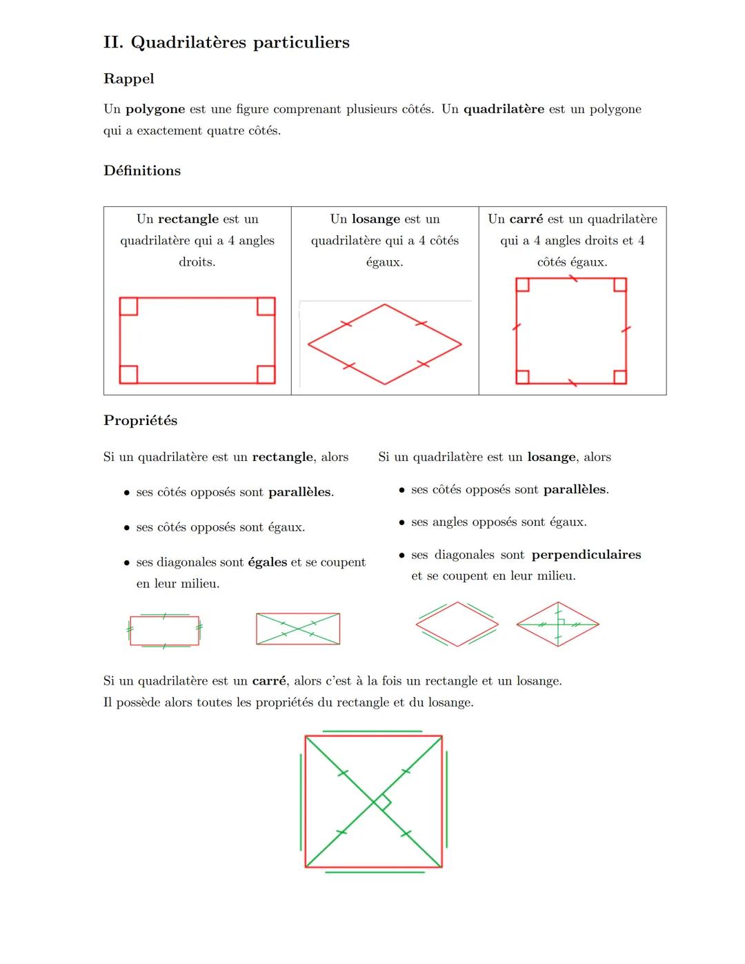 # Figures usuelles
I. Triangles particuliers
Définitions
Un triangle isocèle est un
triangle qui a deux côtés de
même longueur.
Un trian