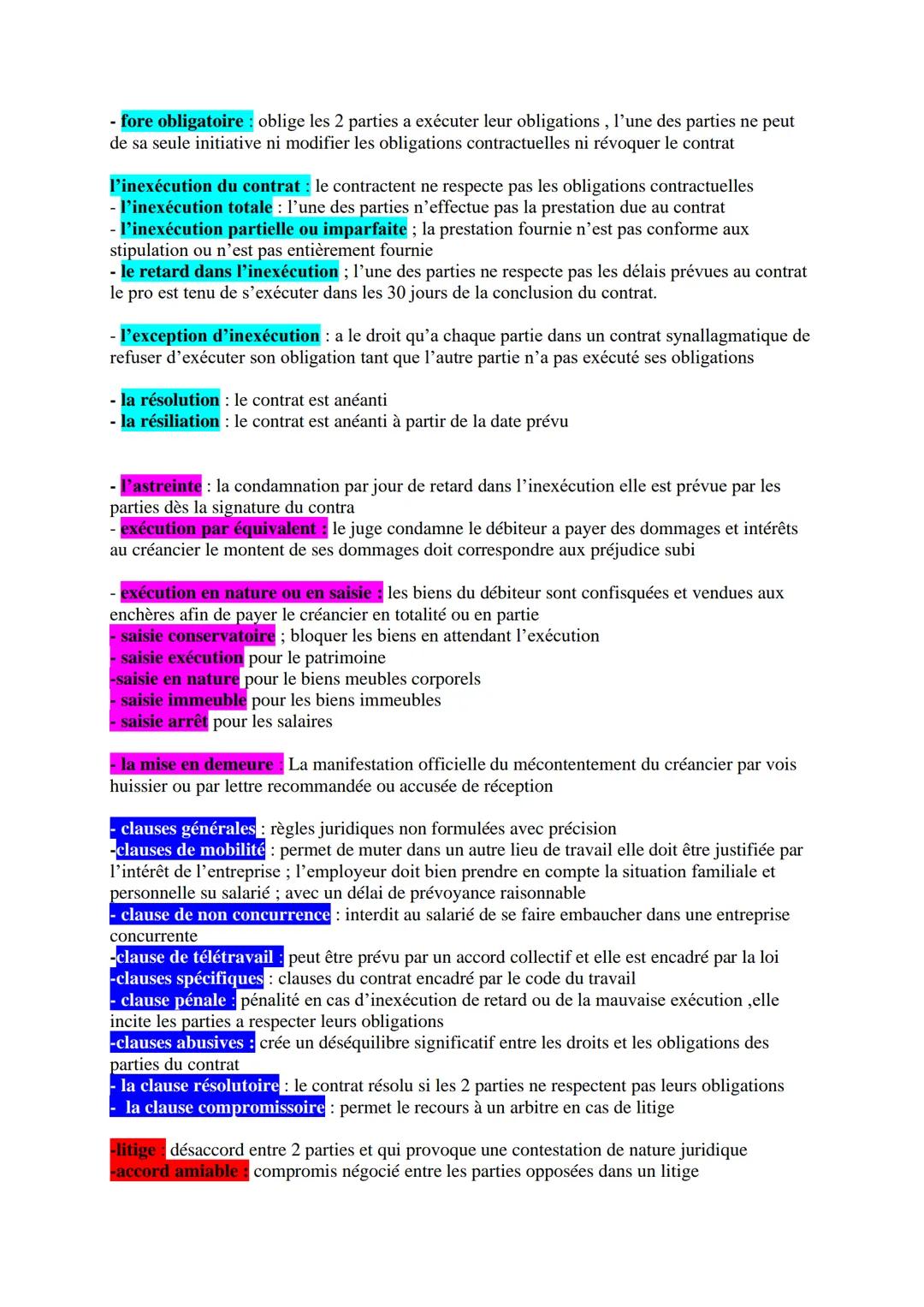BAC DROIT
4 types d'obligations
- Obligation d'information : le débiteur est tenu d'informer au créancier des caractéristique
essentiels du
