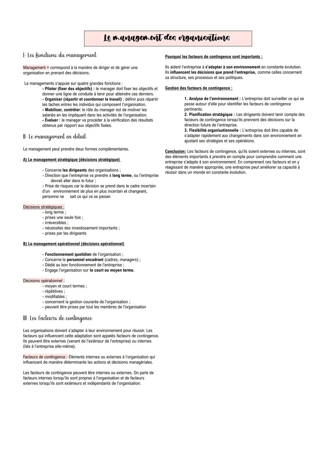 PROGRAMME DE PREMIÈRE MANAGEMENT La caractérisation
1) Types d'organisation
On distingue :
• Entreprise privée : entreprise appartenant à de