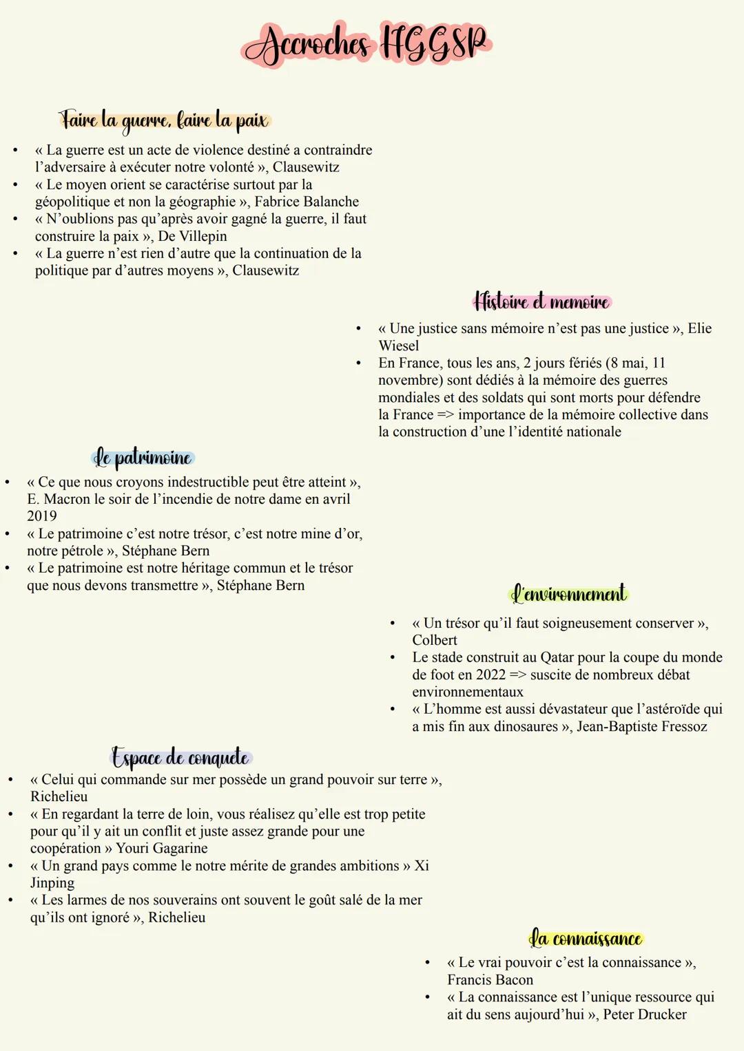 •
Faire la
guerre,
Accroches HGG SP
faire la paix
<< La guerre est un acte de violence destiné a contraindre
l'adversaire à exécuter notre v