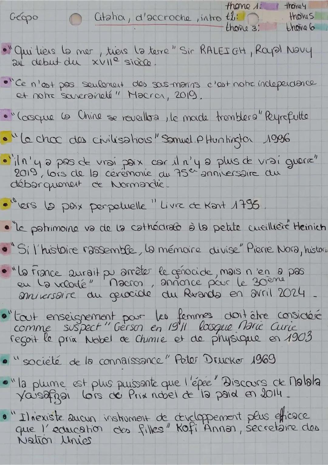 Phrase d'accroche/ amorce HGGSP-geopo