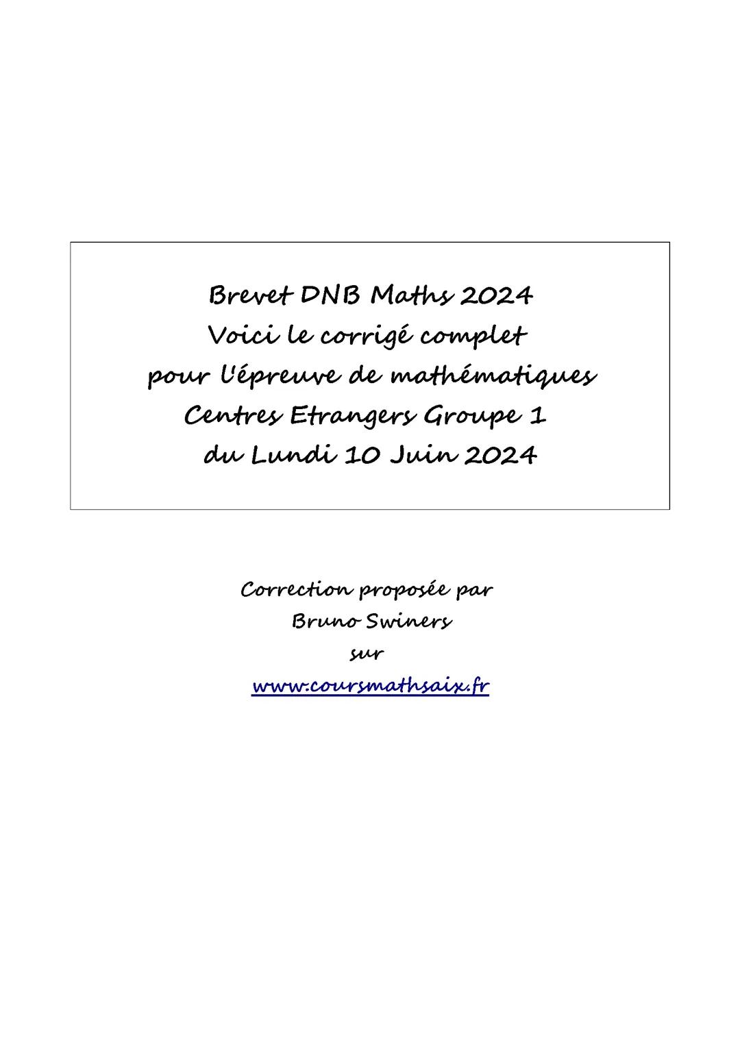 Corrigé brevet 2024