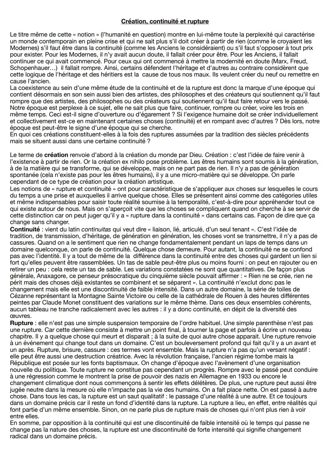 Création, continuité et rupture