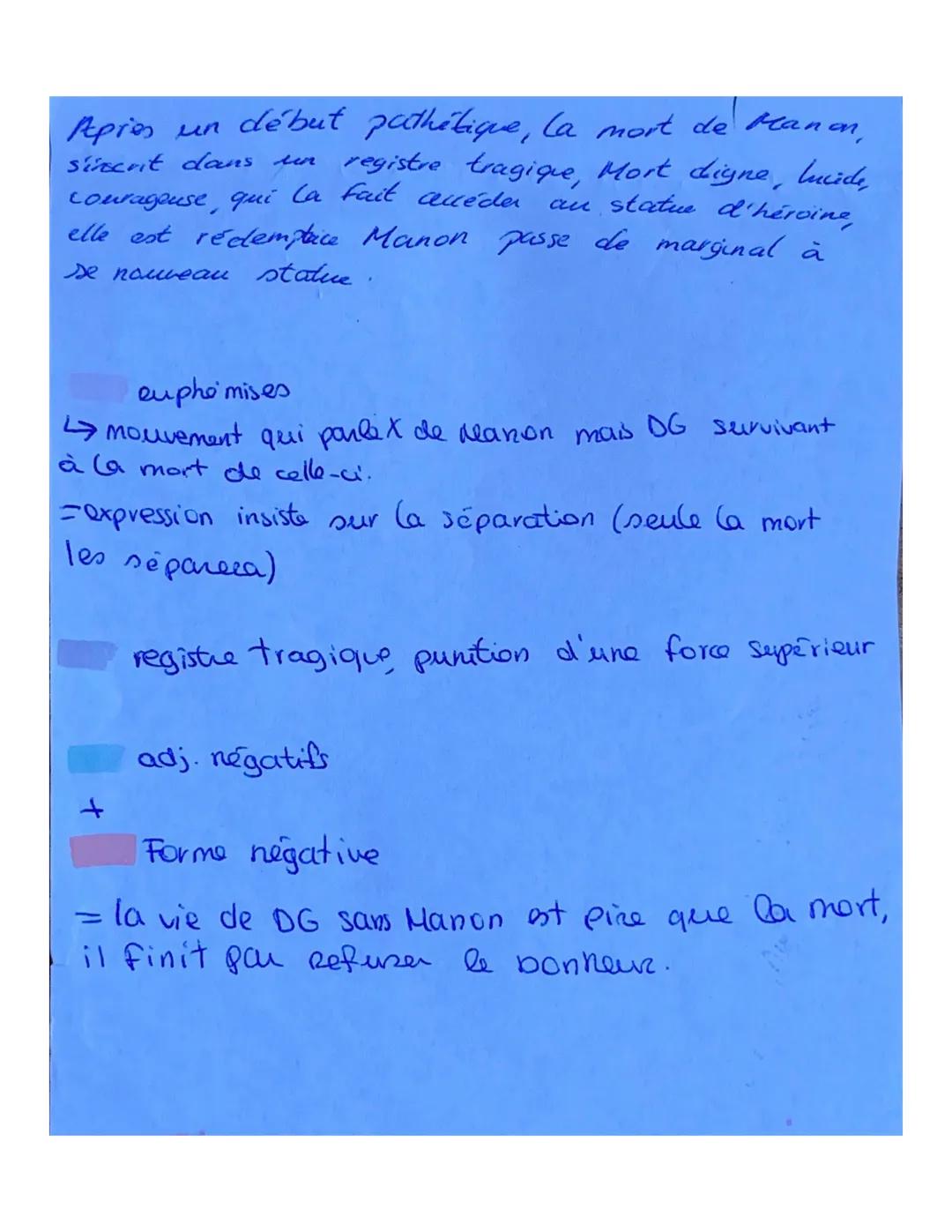 MANON LESCAUT- LA MORT DE MANON
Pardonnez, si j'achève en peu de mots un récit qui me tue. Je vous raconte un
malheur qui n'eut jamais d'exe